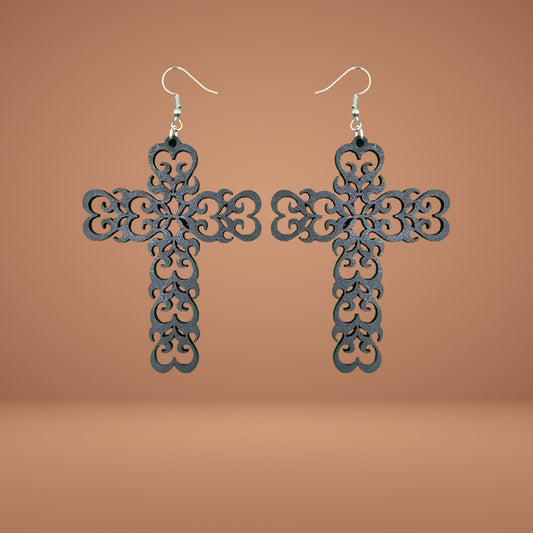 Cross Filigree Wooden Earrings  [Holy Cross | Spirituality | Christian Earrings | Afro Chic | Culture | Black Owned]