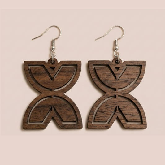 Fawohodie Wooden Earrings  Adinkra Symbol of Freedom & Independence | Natural or Black Wood