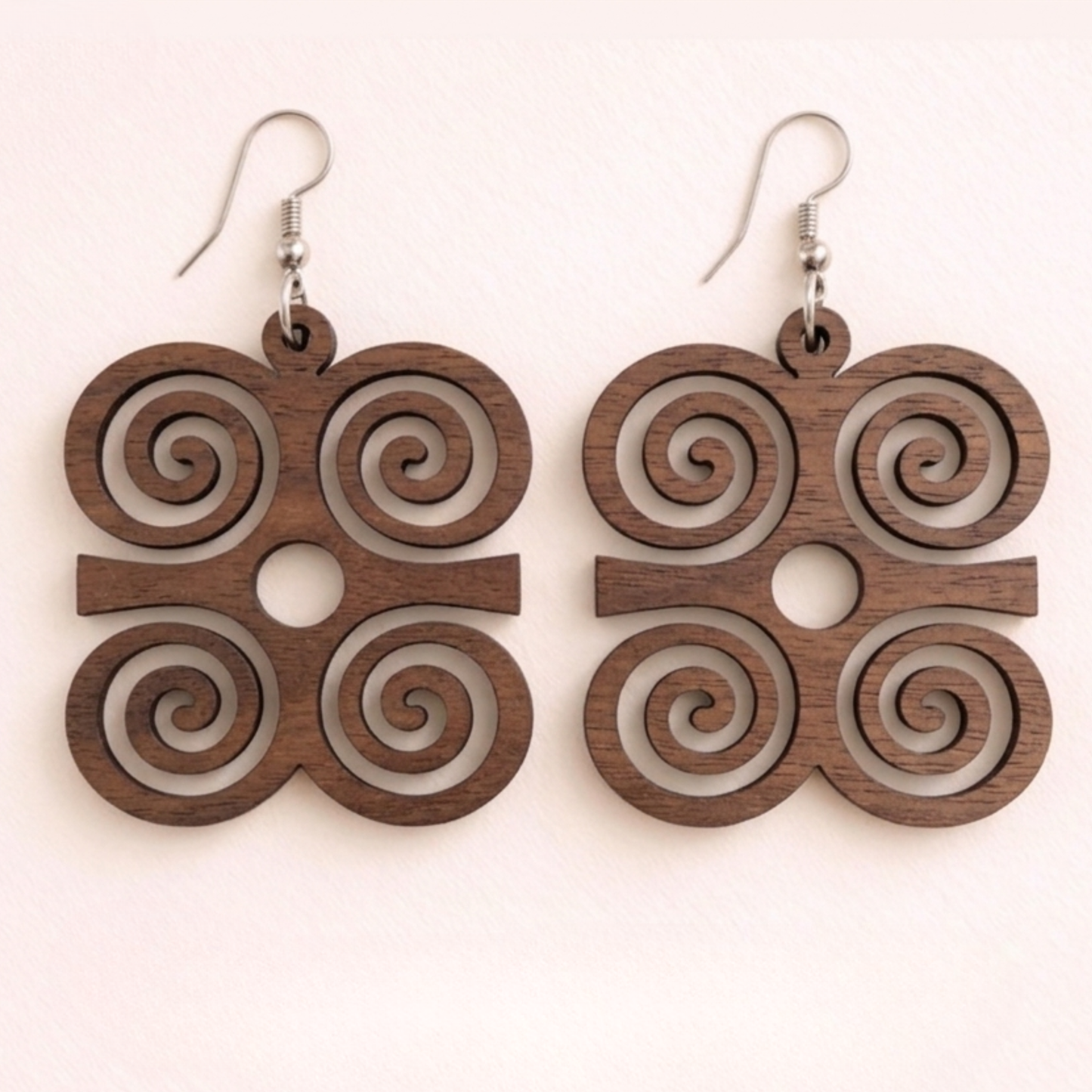 Dwennimmen Wooden Earrings  Adinkra Symbol of Strength & Humility