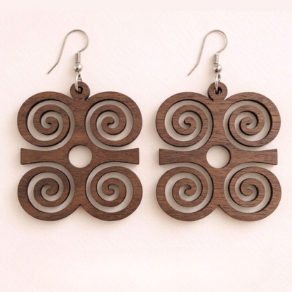 Dwennimmen Wooden Earrings  Adinkra Symbol of Strength & Humility
