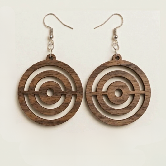 Adinkrahene Wooden Earrings  Adinkra Symbol of Greatness & Leadership | Natural or Black Wood