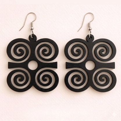 Dwennimmen Wooden Earrings  Adinkra Symbol of Strength & Humility