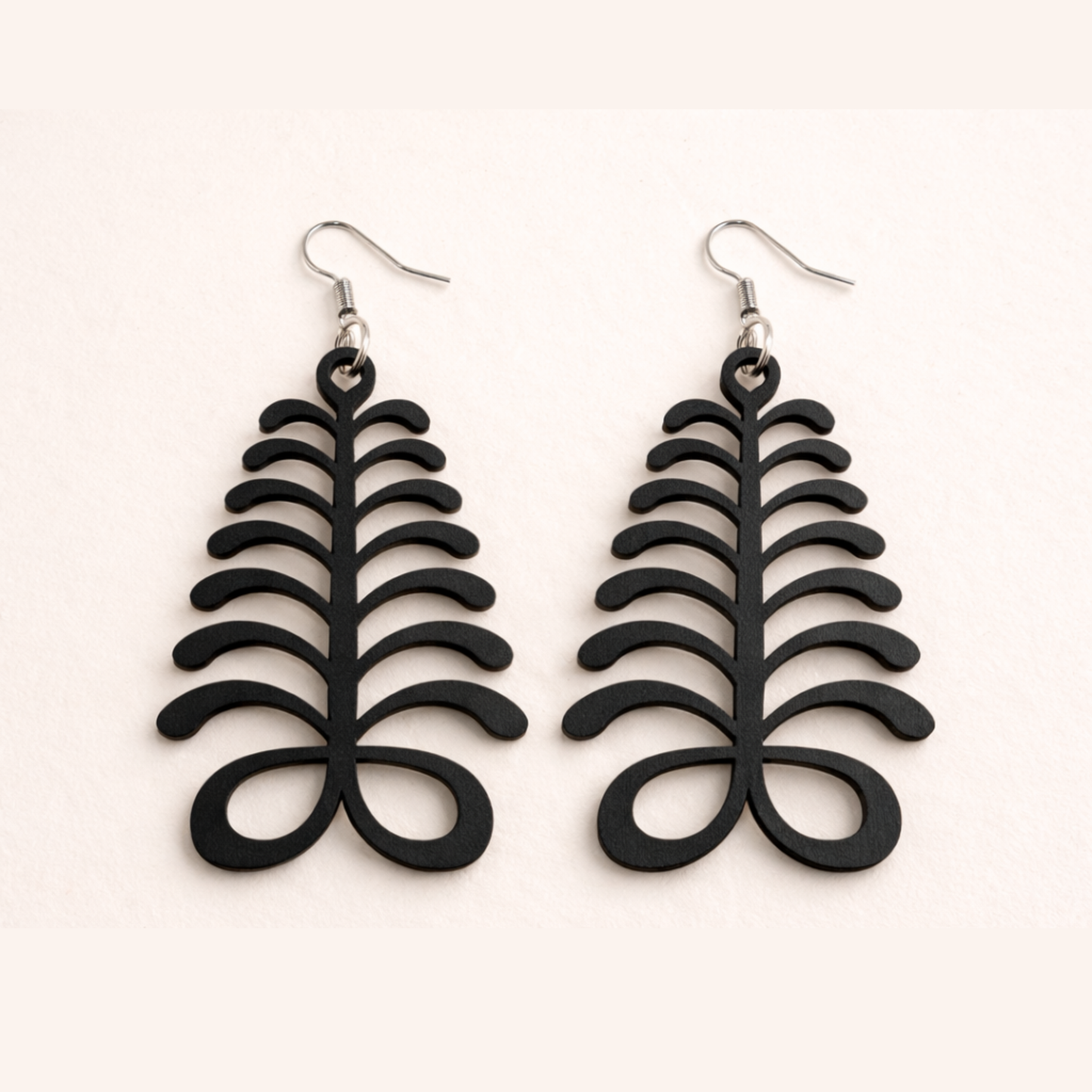 Aya Wooden Earrings  Adinkra Symbol of Endurance & Resilience | Natural or Black Wood