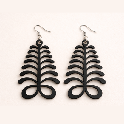 Aya Wooden Earrings  Adinkra Symbol of Endurance & Resilience | Natural or Black Wood