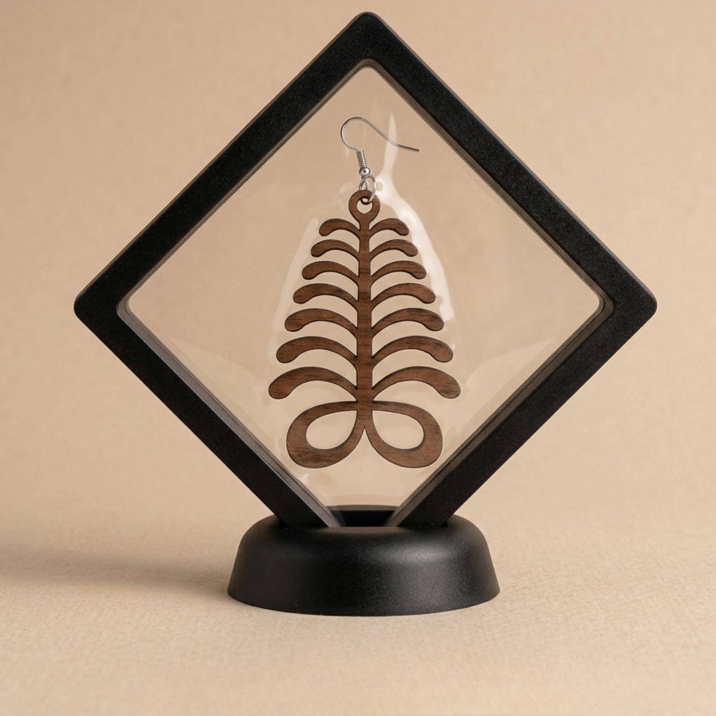 Aya Wooden Earrings  Adinkra Symbol of Endurance & Resilience | Natural or Black Wood