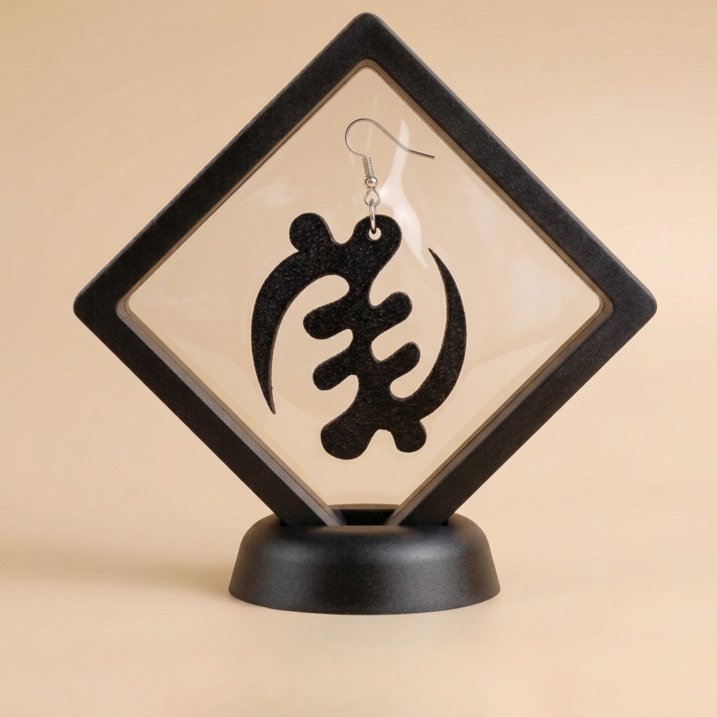 Gye Nyame Wooden Earrings  Adinkra Symbol of Faith, Natural Wood Option