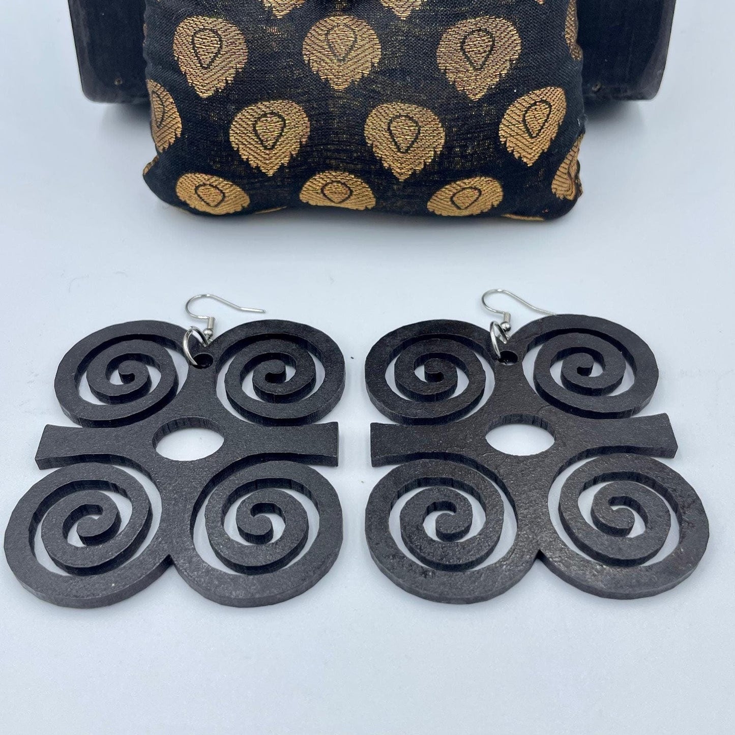 Dwennimmen Wooden Earrings  Adinkra Symbol of Strength & Humility