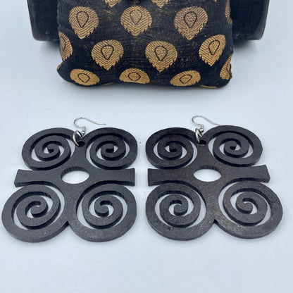 Dwennimmen Wooden Earrings  Adinkra Symbol of Strength & Humility