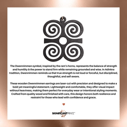Dwennimmen Wooden Earrings  Adinkra Symbol of Strength & Humility