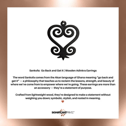 Sankofa Wooden Earrings  Adinkra Symbol of Wisdom & Reflection | Black or Natural Wood