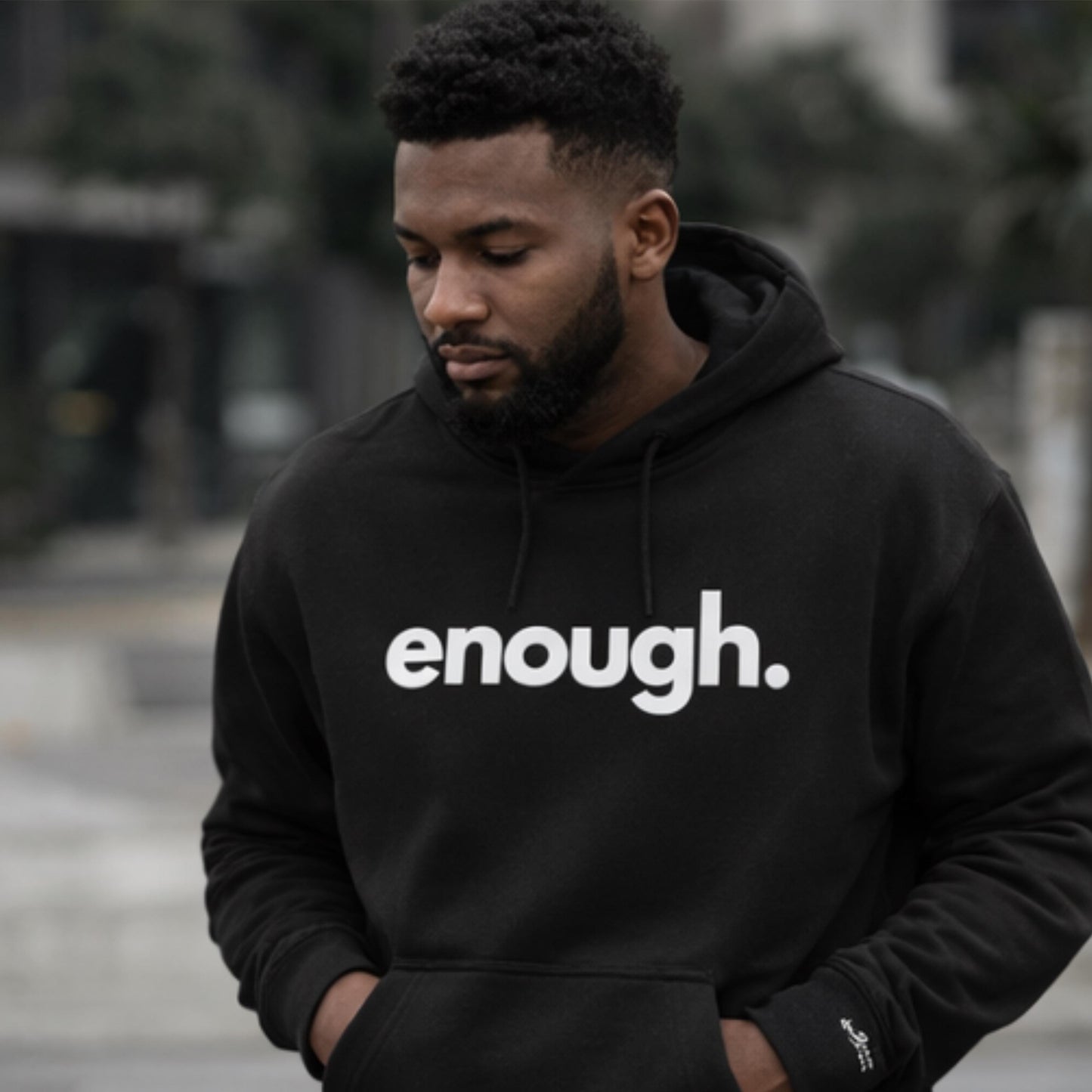 Enough. Statement Hoodie  Minimalist Unisex Pullover