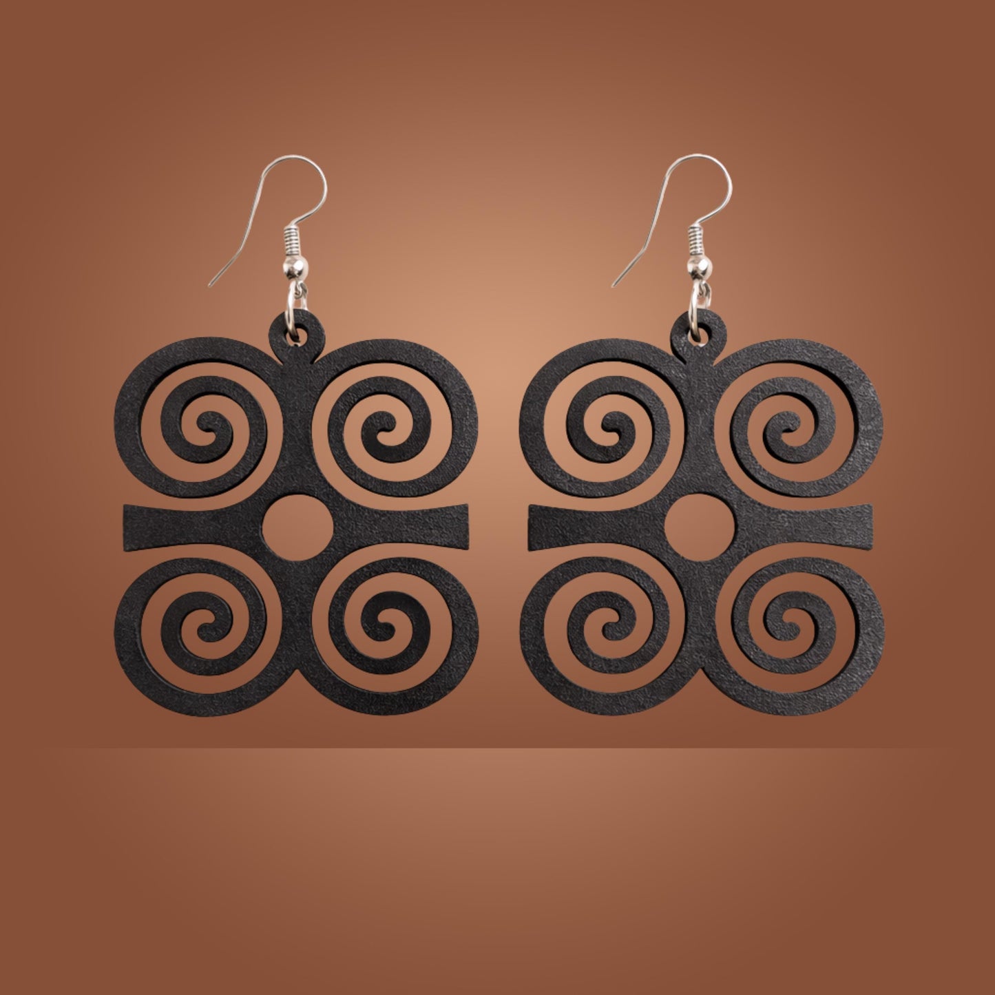 Dwennimmen Wooden Earrings  Adinkra Symbol of Strength & Humility