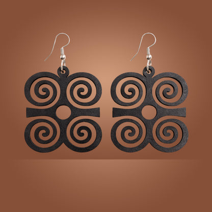 Dwennimmen Wooden Earrings  Adinkra Symbol of Strength & Humility