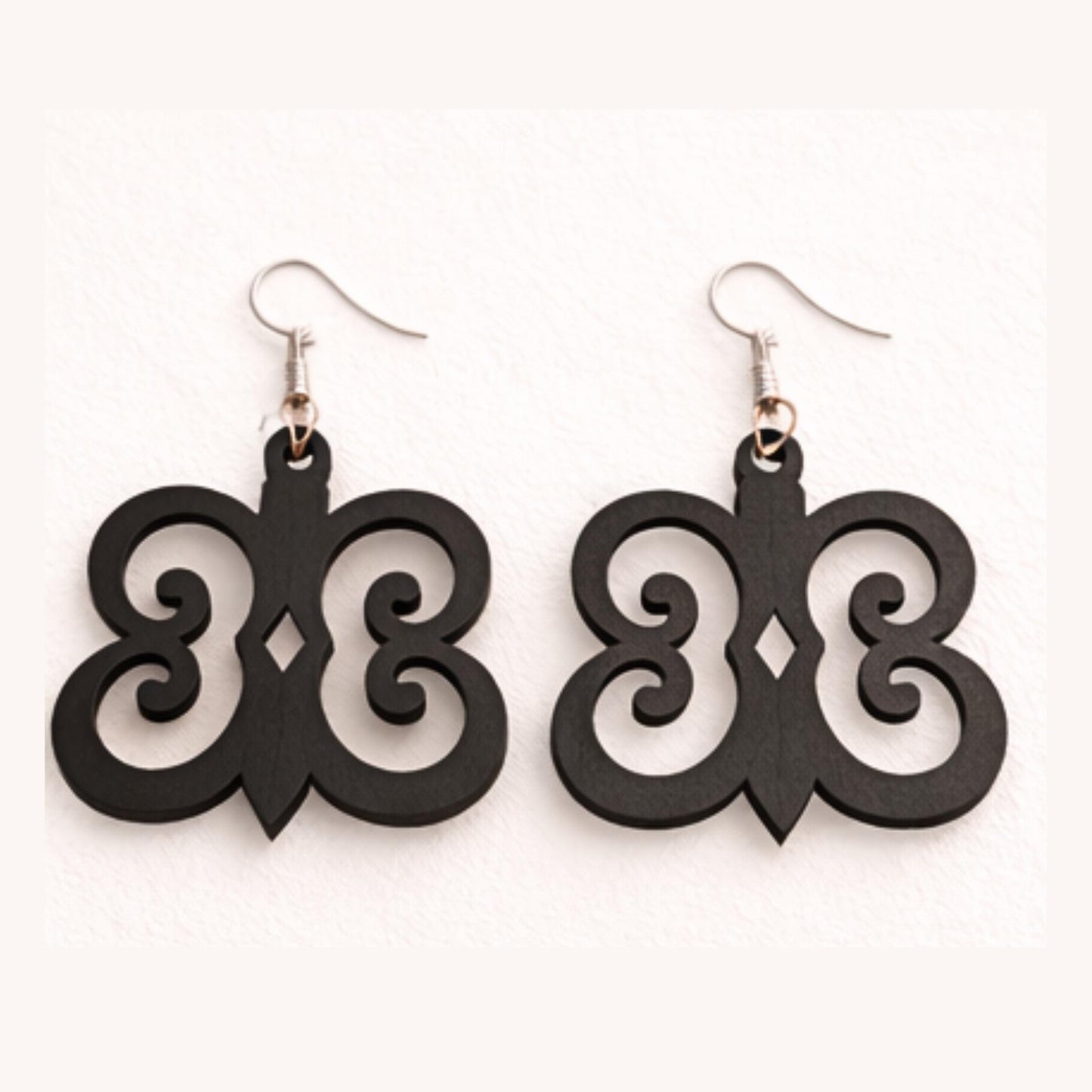 Hye Won Hye Wooden Earrings  Adinkra Symbol of Endurance & Resilience