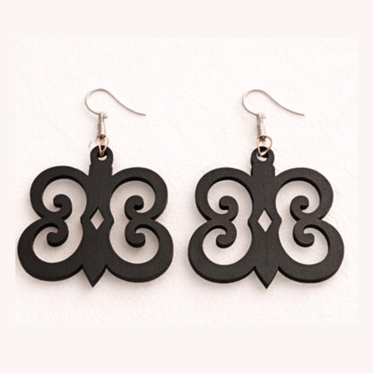 Hye Won Hye Wooden Earrings  Adinkra Symbol of Endurance & Resilience