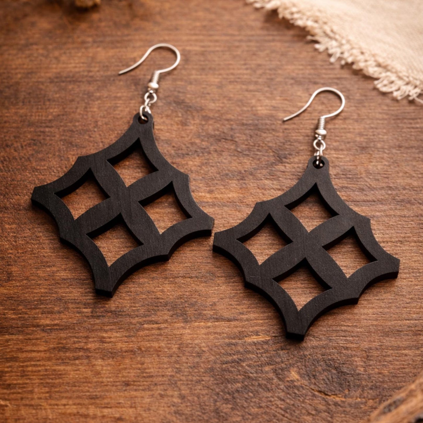 Eban Wooden Earrings  Adinkra Symbol of Protection & Security