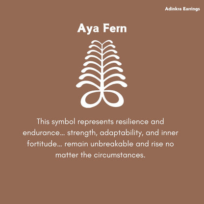 Aya Wooden Earrings  Adinkra Symbol of Endurance & Resilience | Natural or Black Wood