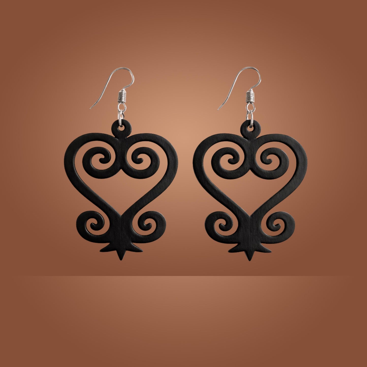 Sankofa Wooden Earrings  Adinkra Symbol of Wisdom & Reflection | Black or Natural Wood