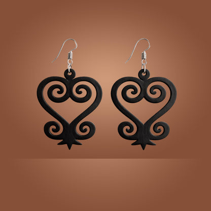 Sankofa Wooden Earrings  Adinkra Symbol of Wisdom & Reflection | Black or Natural Wood