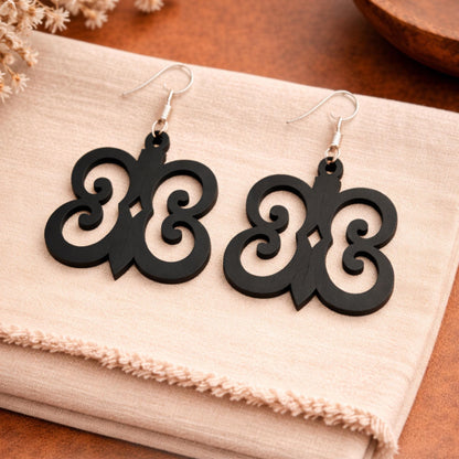 Hye Won Hye Wooden Earrings  Adinkra Symbol of Endurance & Resilience