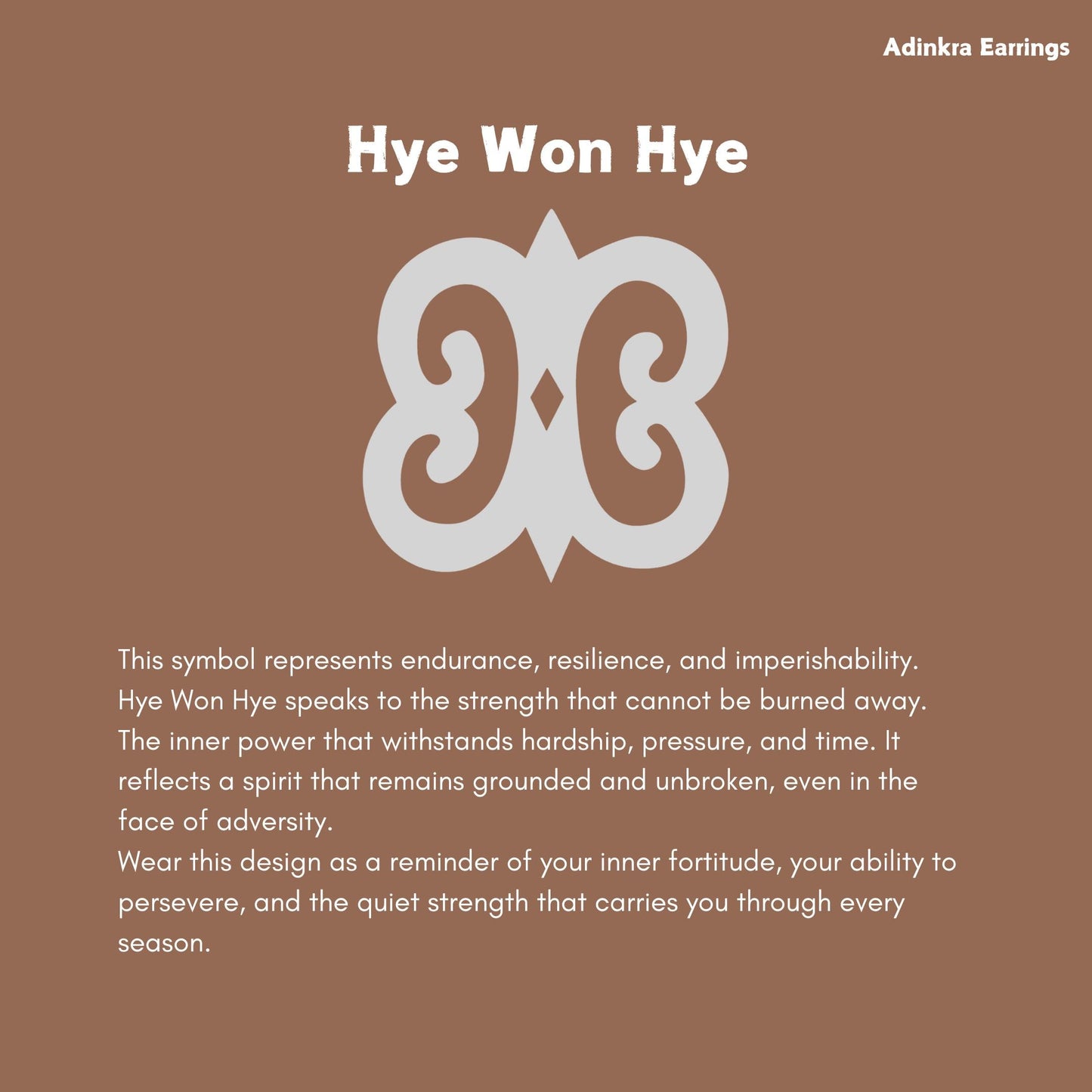 Hye Won Hye Wooden Earrings  Adinkra Symbol of Endurance & Resilience