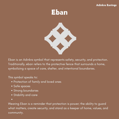 Eban Wooden Earrings  Adinkra Symbol of Protection & Security