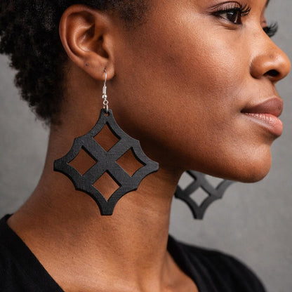 Eban Wooden Earrings  Adinkra Symbol of Protection & Security