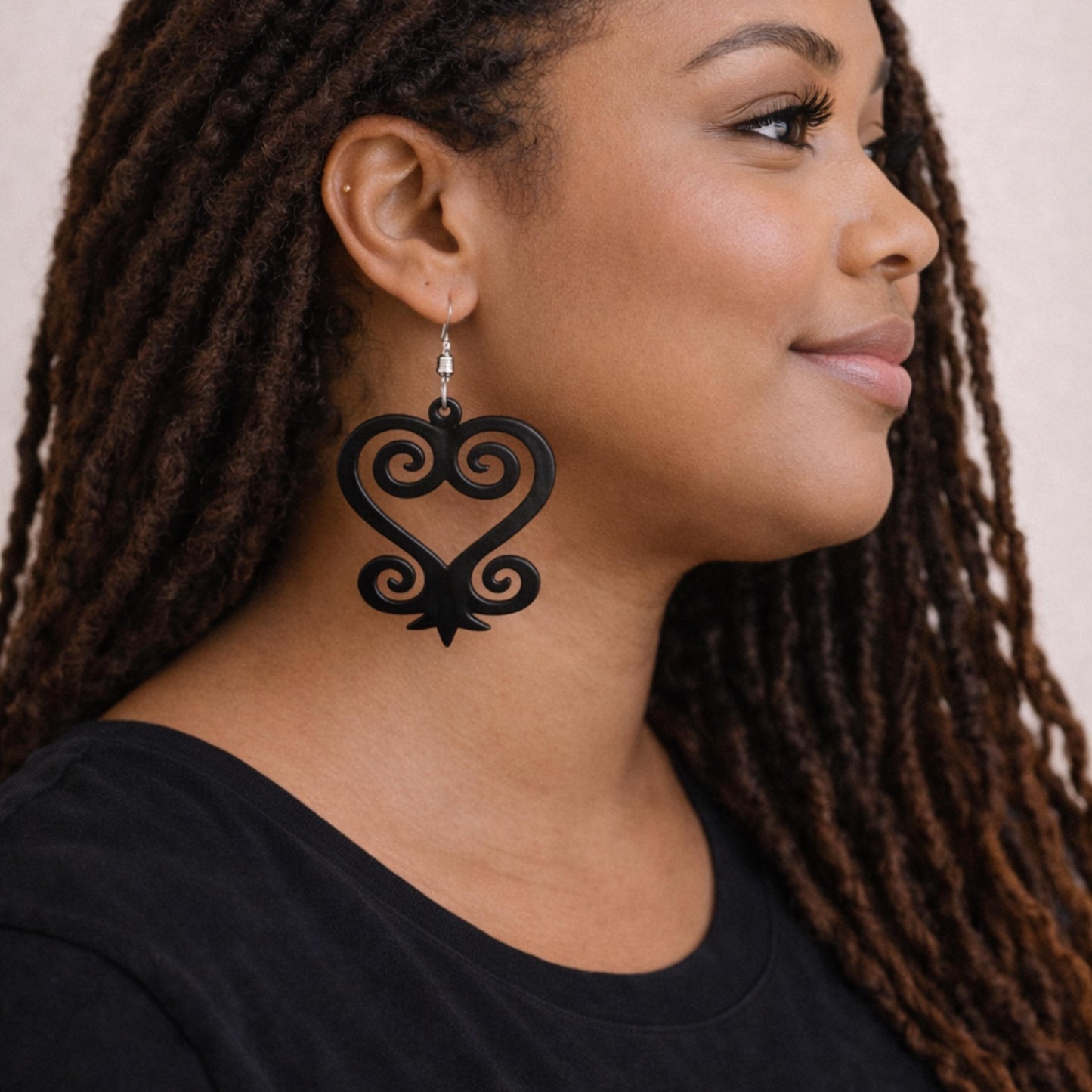 Sankofa Wooden Earrings  Adinkra Symbol of Wisdom & Reflection | Black or Natural Wood