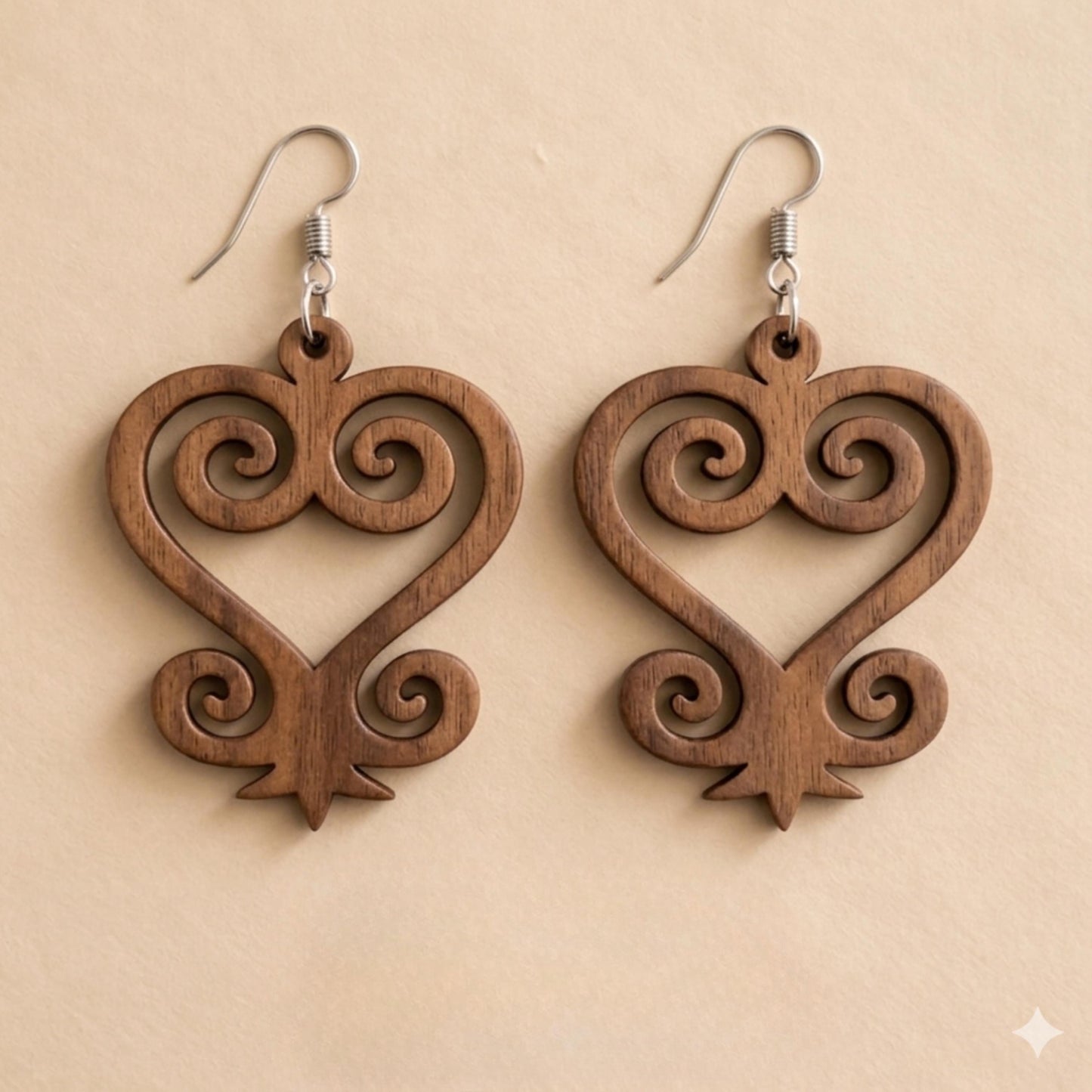 Sankofa Wooden Earrings  Adinkra Symbol of Wisdom & Reflection | Black or Natural Wood