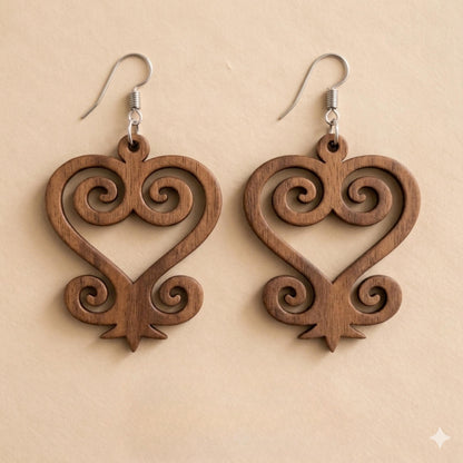 Sankofa Wooden Earrings  Adinkra Symbol of Wisdom & Reflection | Black or Natural Wood