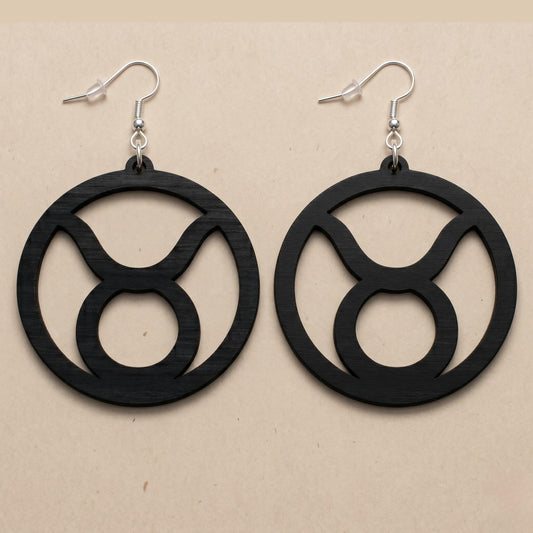 Taurus Wooden Earrings | Zodiac Taurus Jewelry | Astrology Gift | Laser Cut | Natural or Black Wood