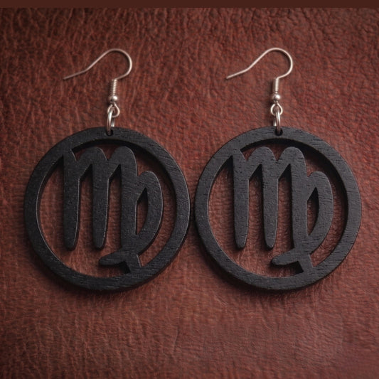Virgo Wooden Earrings | Zodiac Virgo Jewelry | Astrology Gift | Laser Cut | Natural or Black Wood