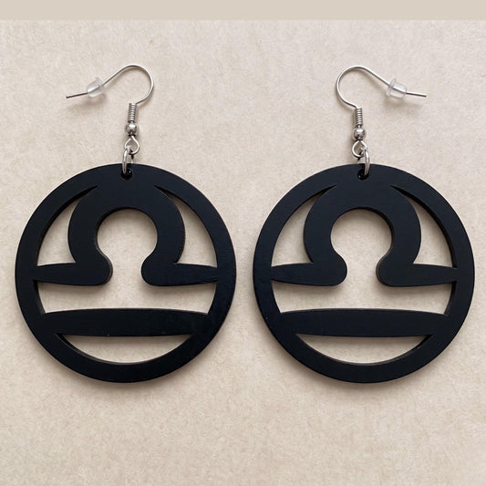 Libra Wooden Earrings | Zodiac Libra Jewelry | Astrology Gift | Laser Cut | Natural or Black Wood