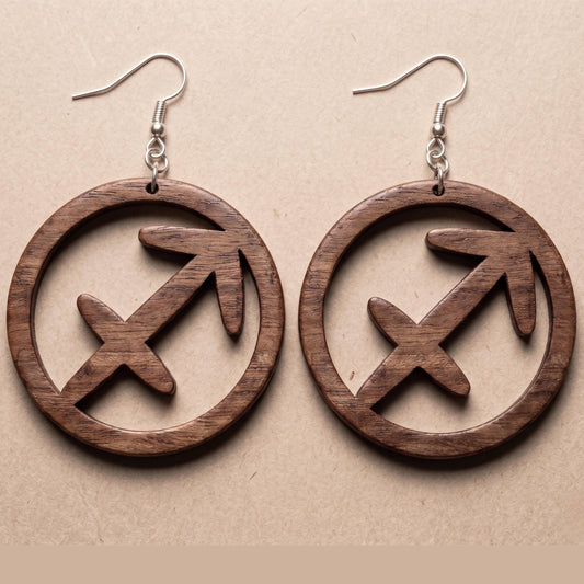 Sagittarius Wooden Earrings | Zodiac Sagittarius Jewelry | Astrology Gift | Laser Cut | Natural or Black