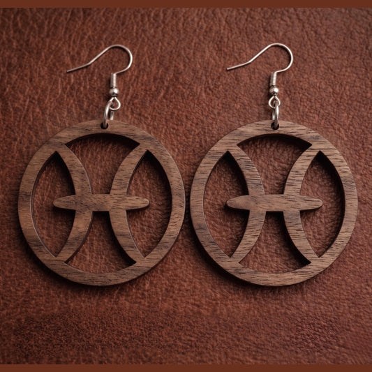 Gemini Wooden Earrings | Zodiac Gemini Jewelry | Astrology Gift | Laser Cut | Natural or Black Wood