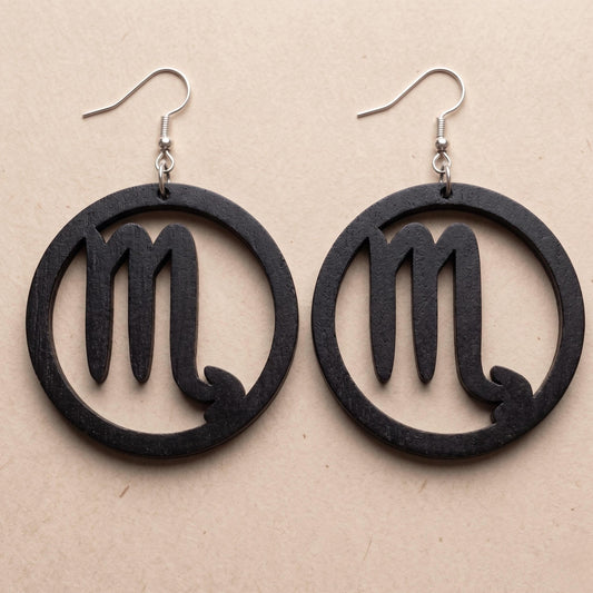 Scorpio Wooden Earrings | Zodiac Scorpio Jewelry | Astrology Gift | Laser Cut | Natural or Black Wood